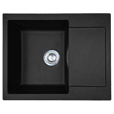 Мийка кухонна Adamant Minimal, штучний камінь, прямокут., з крилом, 615х495х200мм, чаша - 1, врізна, чорний