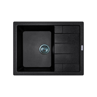 Мийка кухонна Adamant Anila, штучний камінь, прямокут., з крилом, 645х495х200мм, чаша - 1, врізна, чорний