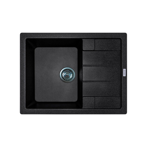 Мийка кухонна Adamant Anila, штучний камінь, прямокут., з крилом, 645х495х200мм, чаша - 1, врізна, чорний