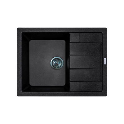 Мийка кухонна Adamant Anila, штучний камінь, прямокут., з крилом, 645х495х200мм, чаша - 1, врізна, чорний