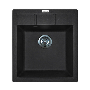 Мийка кухонна Adamant Brick, штучний камінь, квадрат, без крила, 460x515x200мм, чаша - 1, врізна, чорний