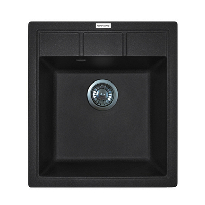 Мийка кухонна Adamant Brick, штучний камінь, квадрат, без крила, 460x515x200мм, чаша - 1, врізна, чорний