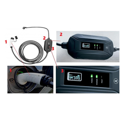 Кабель зарядний DIGITUS EV Single Phase, 230V, 8-16А, 5 m, Schuko to Type 2, з блоком керування та індикуації заряду