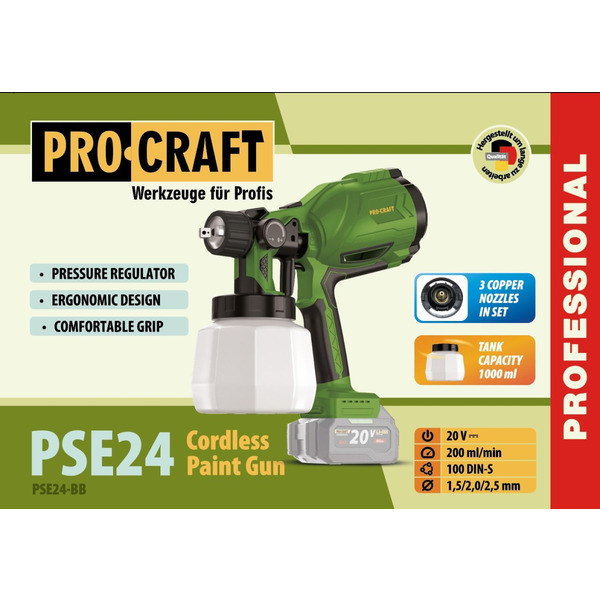 Акумуляторний фарбопульт Procraft PSE24 (без акб та зп)