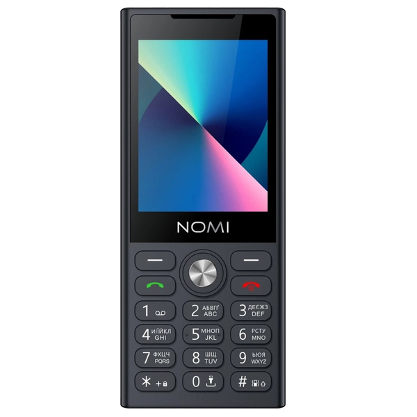 Мобильный телефон Nomi i2841 Black; 2.8" (320x240) TN / кнопочный моноблок / Spreadtrum SC6531E / ОЗУ 32 МБ / 32 МБ встроенной + microSD до 32 ГБ / камера 0.08 Мп / 2G (GSM) / Bluetooth / 2500 мАч / черный
