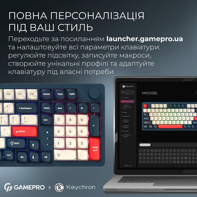 Клавиатура беспроводная GamePro Asgard Drakkar Keychron Super Red Switch Blue (MK305BL)
