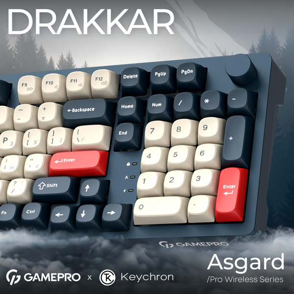 Клавиатура беспроводная GamePro Asgard Drakkar Keychron Super Red Switch Blue (MK305BL)
