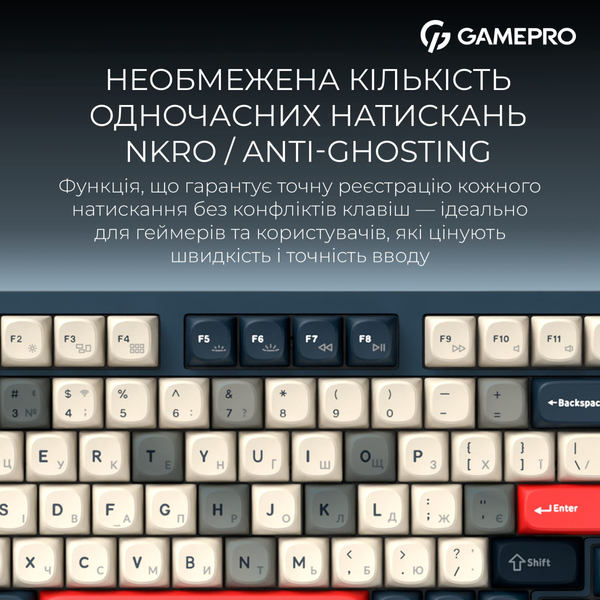Клавиатура беспроводная GamePro Asgard Drakkar Keychron Super Red Switch Blue (MK305BL)
