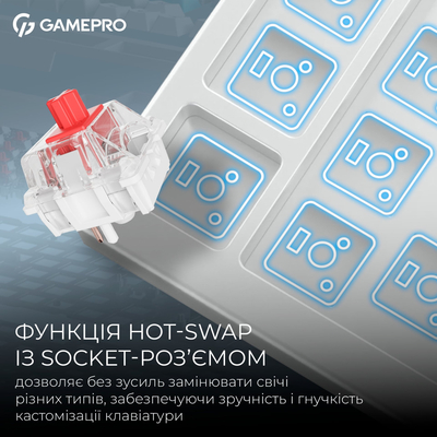 Клавиатура беспроводная GamePro Asgard Drakkar Keychron Super Red Switch White (MK305WH)