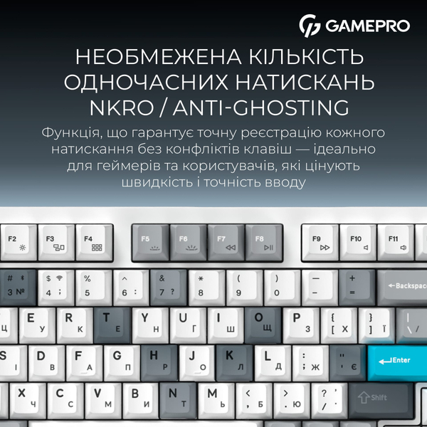 Клавиатура беспроводная GamePro Asgard Drakkar Keychron Super Red Switch White (MK305WH)