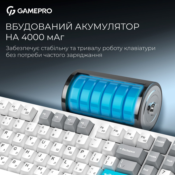 Клавиатура беспроводная GamePro Asgard Drakkar Keychron Super Red Switch White (MK305WH)