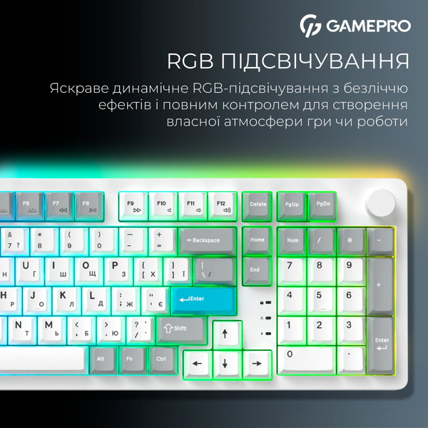 Клавиатура беспроводная GamePro Asgard Drakkar Keychron Super Red Switch White (MK305WH)