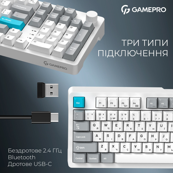 Клавиатура беспроводная GamePro Asgard Drakkar Keychron Super Red Switch White (MK305WH)
