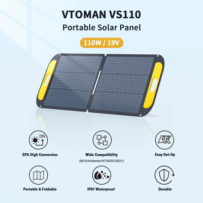Сонячна панель Vtoman 110W 19V IP67 MC-4/Anderson/XT60/DC5521