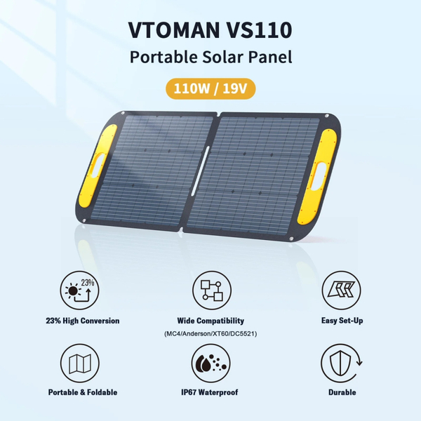Сонячна панель Vtoman 110W 19V IP67 MC-4/Anderson/XT60/DC5521