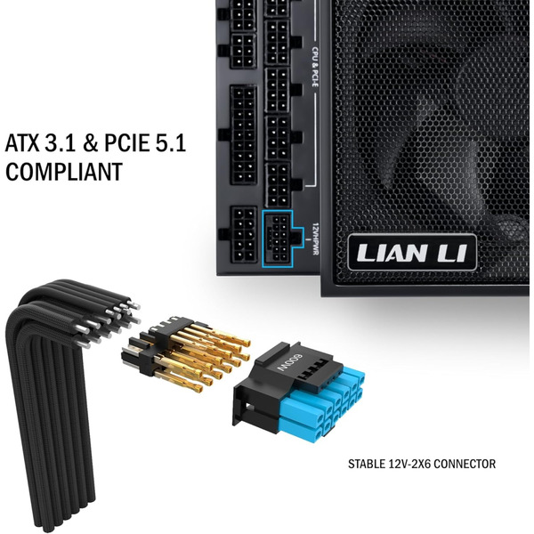 Блок питания Lian Li EDGE1300, 80 Plus Platinum, Black, EU Cord (G9P.EG1300.BE00.EU)