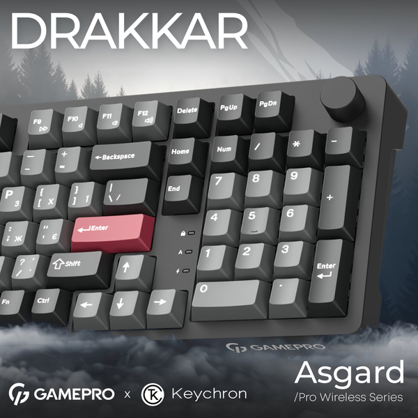 Клавиатура беспроводная GamePro Asgard Drakkar Keychron Super Red Switch Black (MK305BK)