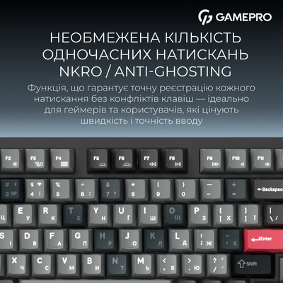 Клавиатура беспроводная GamePro Asgard Drakkar Keychron Super Red Switch Black (MK305BK)