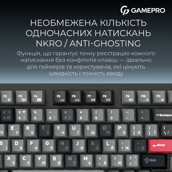 Клавиатура беспроводная GamePro Asgard Drakkar Keychron Super Red Switch Black (MK305BK)