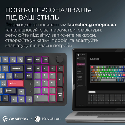 Клавиатура беспроводная GamePro Asgard Drakkar Keychron Super Red Switch Black (MK305BK)