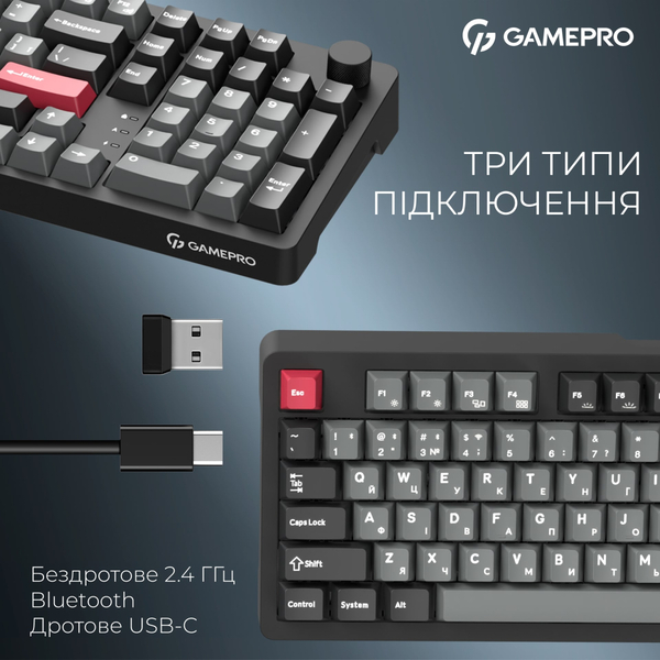 Клавиатура беспроводная GamePro Asgard Drakkar Keychron Super Red Switch Black (MK305BK)