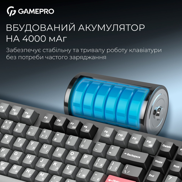 Клавиатура беспроводная GamePro Asgard Drakkar Keychron Super Red Switch Black (MK305BK)