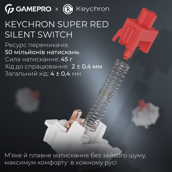 Клавиатура беспроводная GamePro Asgard Drakkar Keychron Super Red Switch Black (MK305BK)