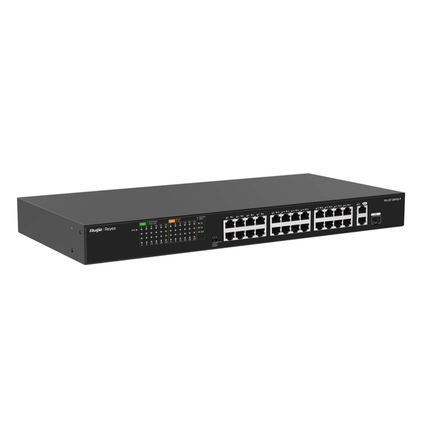 Коммутатор Ruijie Reyee RG-ES126FGS-P (24xFE PoE+, 1хGE, 1xSFP Uplink, max PoE 370W, Steel Case)