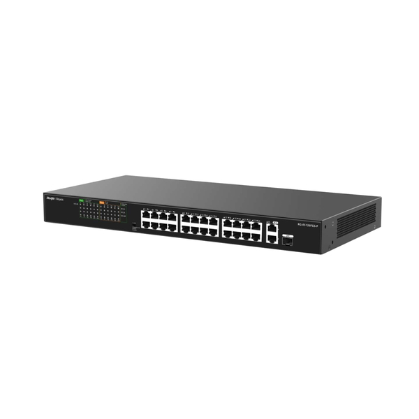 Коммутатор Ruijie Reyee RG-ES126FGS-P (24xFE PoE+, 1хGE, 1xSFP Uplink, max PoE 370W, Steel Case)