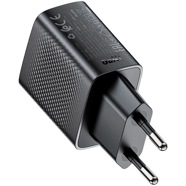 Зарядний пристрій 2xUSB 30W (USB-C+USB-A) Gan A98 Black Acefast