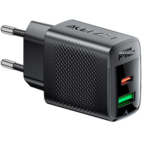 Зарядний пристрій 2xUSB 30W (USB-C+USB-A) Gan A98 Black Acefast