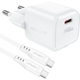 Зарядний пристрій USB-C 30W Gan A77 mini + USB-C cable Fast Charger White Acefast