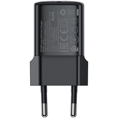 Зарядний пристрій 1xUSB-C 30W Gan A118 Fast Charger black Acefast