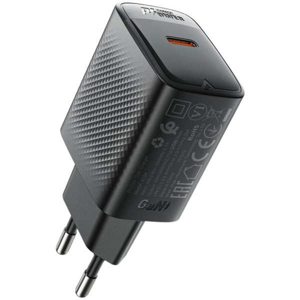 Зарядний пристрій 1xUSB-C 25W Gan A104 Fast Charger black Acefast