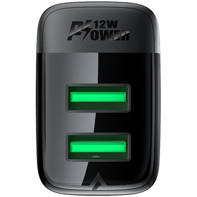 Зарядний пристрій 2xUSB 12W (USB-Ax2) A86 Black Acefast