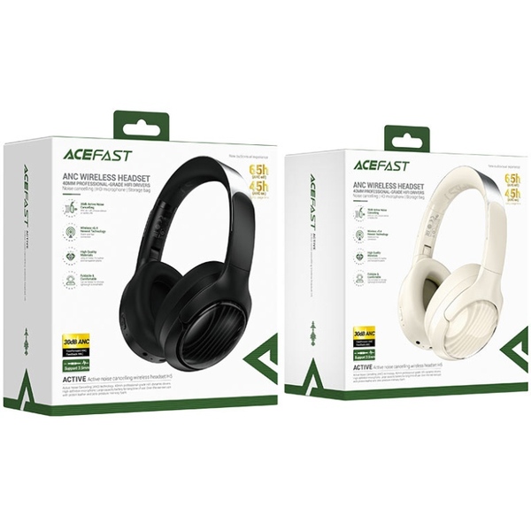 Наушники Acefast H5 ANC, Bluetooth, Milky white