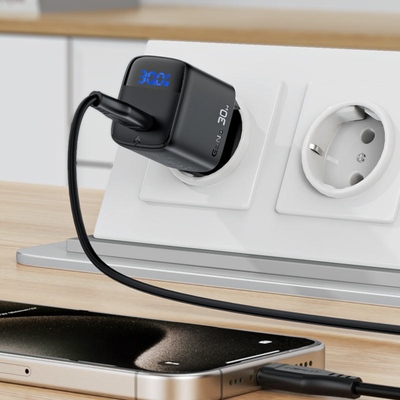 Зарядний пристрій 1xUSB-C 30W Gan A115 Fast Charger + USB-C cable black Acefast