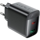 Зарядний пристрій 2xUSB 45W (USB-C+USB-A) Gan A106 Black Acefast