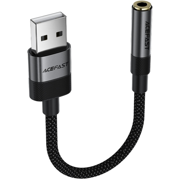 Перехідник USB-A --> 3.5 mm 15cm audio converter J13 Acefast black