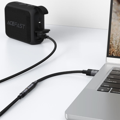 Перехідник USB-A --> 3.5 mm 15cm audio converter J13 Acefast black
