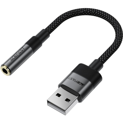 Перехідник USB-A --> 3.5 mm 15cm audio converter J13 Acefast black