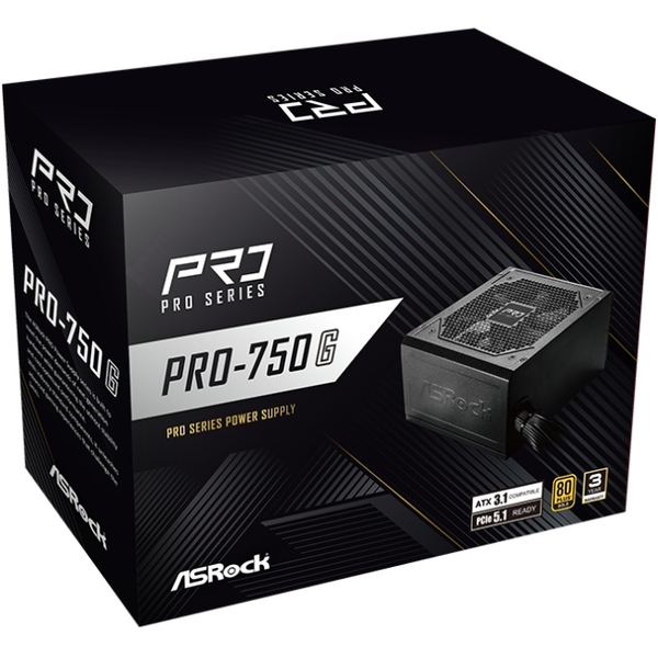 БЖ 750W ASRock PRO PRO-750G 120mm, 80+ Gold, Retail