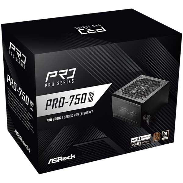 БЖ 750W ASRock PRO PRO-750B 120mm, 80+ Bronze, Retail