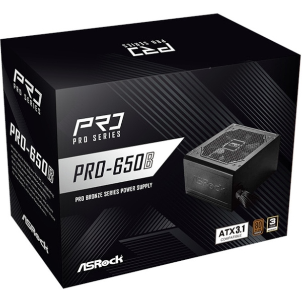 БЖ 650W ASRock PRO PRO-650B 120mm, 80+ Bronze, Retail
