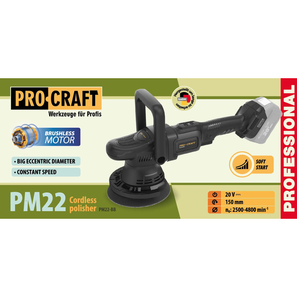 Акумуляторна полірувальна машина Procraft PM22 (без акб та зп)