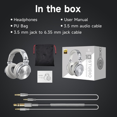 Гарнітура OneOdio Pro 10, 3,5мм/6,35мм, Silver