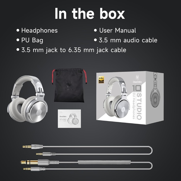 Наушники OneOdio Pro 10, 3,5мм/6,35мм, Silver