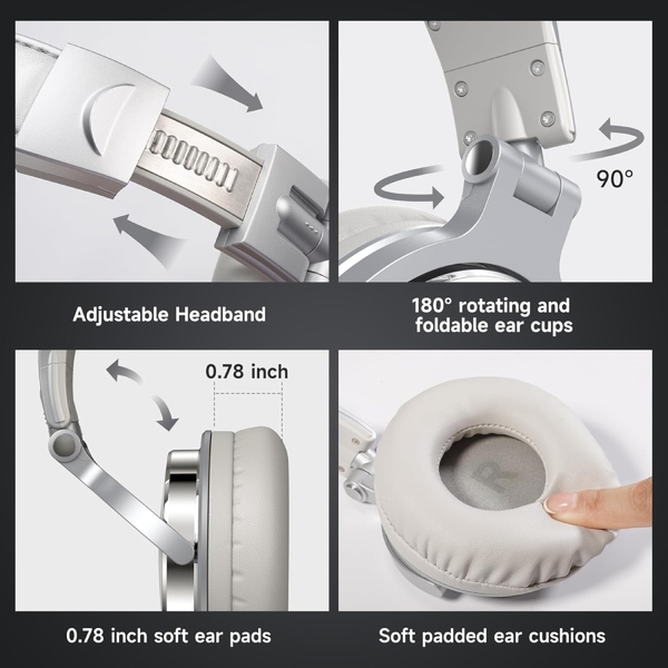 Наушники OneOdio Pro 10, 3,5мм/6,35мм, Silver