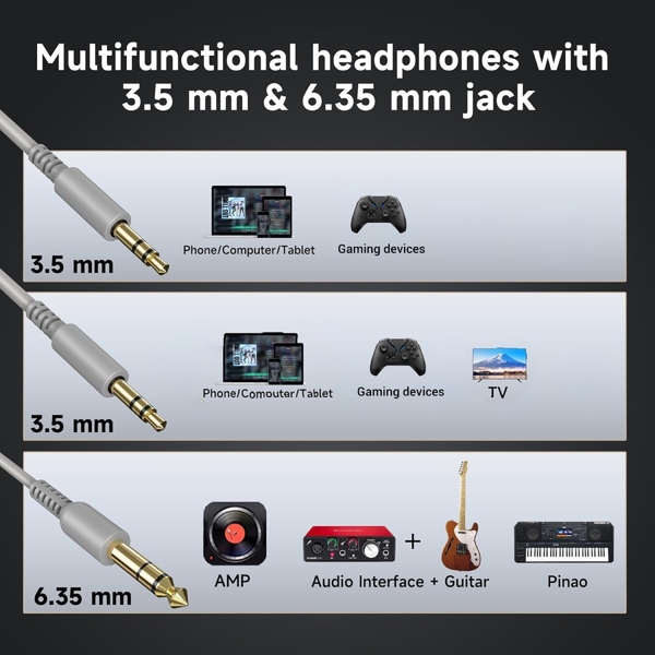 Наушники OneOdio Pro 10, 3,5мм/6,35мм, Silver