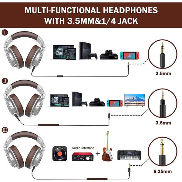 Наушники OneOdio A71, 3,5 мм/6,35 мм, Silver Brown